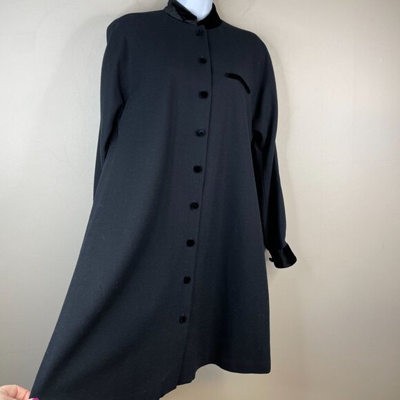 Vintage Evan Picone Dark Academia VELVET TRIM Wool Dress 4 Minimalist Classic - Picture 9 of 11